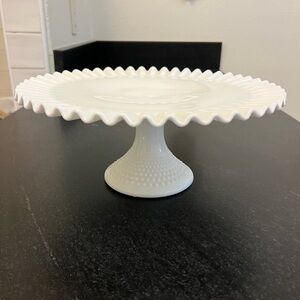 Antique Milk Glass Cake Plate